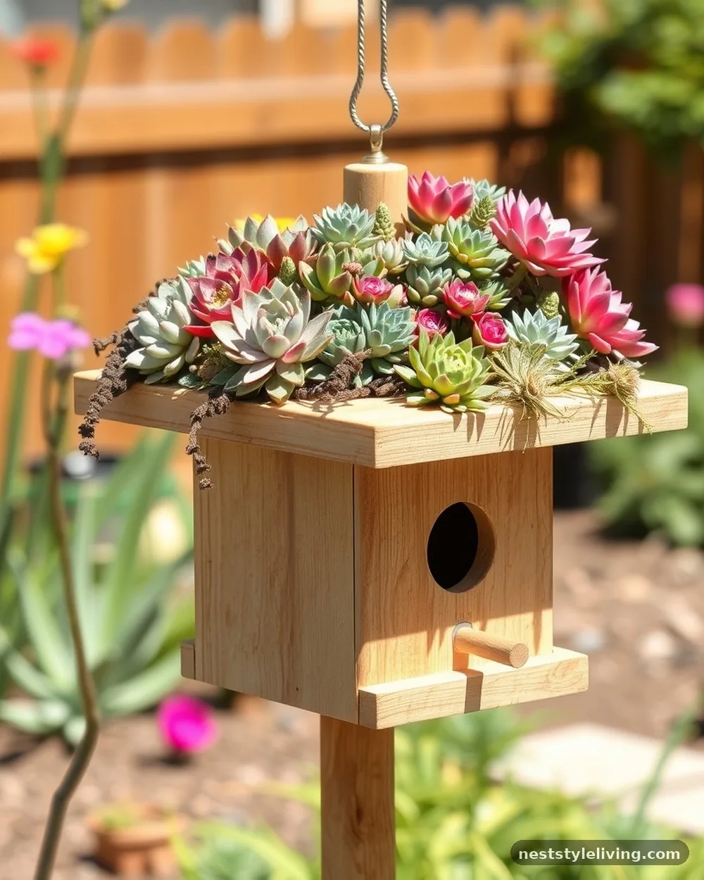Living Roof Succulent Houses - 20 Birdhouse Ideas That Make Your Backyard Feel Special