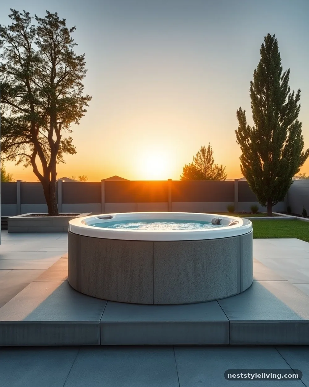 Minimalist Concrete Plinth - 21 Outdoor Jacuzzi Ideas for a Calm, Cozy Backyard