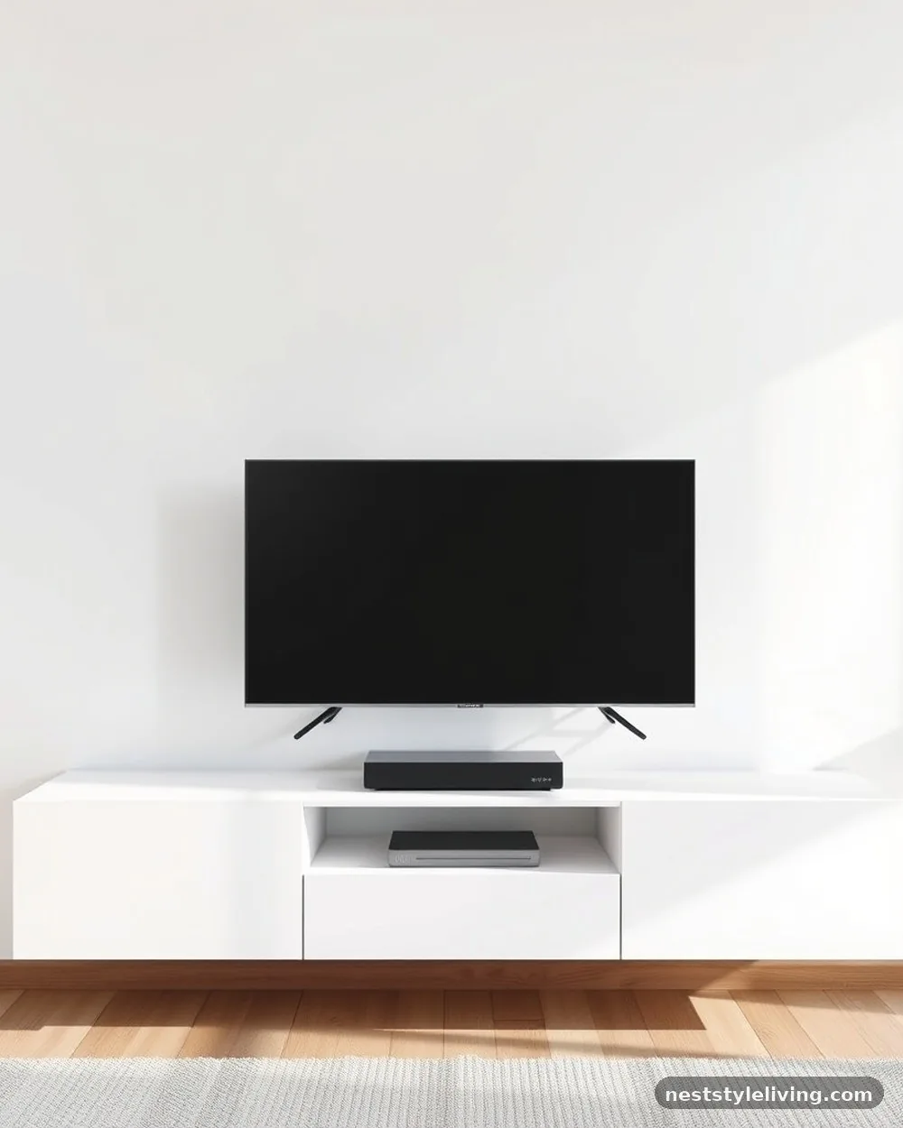 Minimalist Floating Media Consoles - 14 Japandi Living Room Ideas for a Calm, Modern Look
