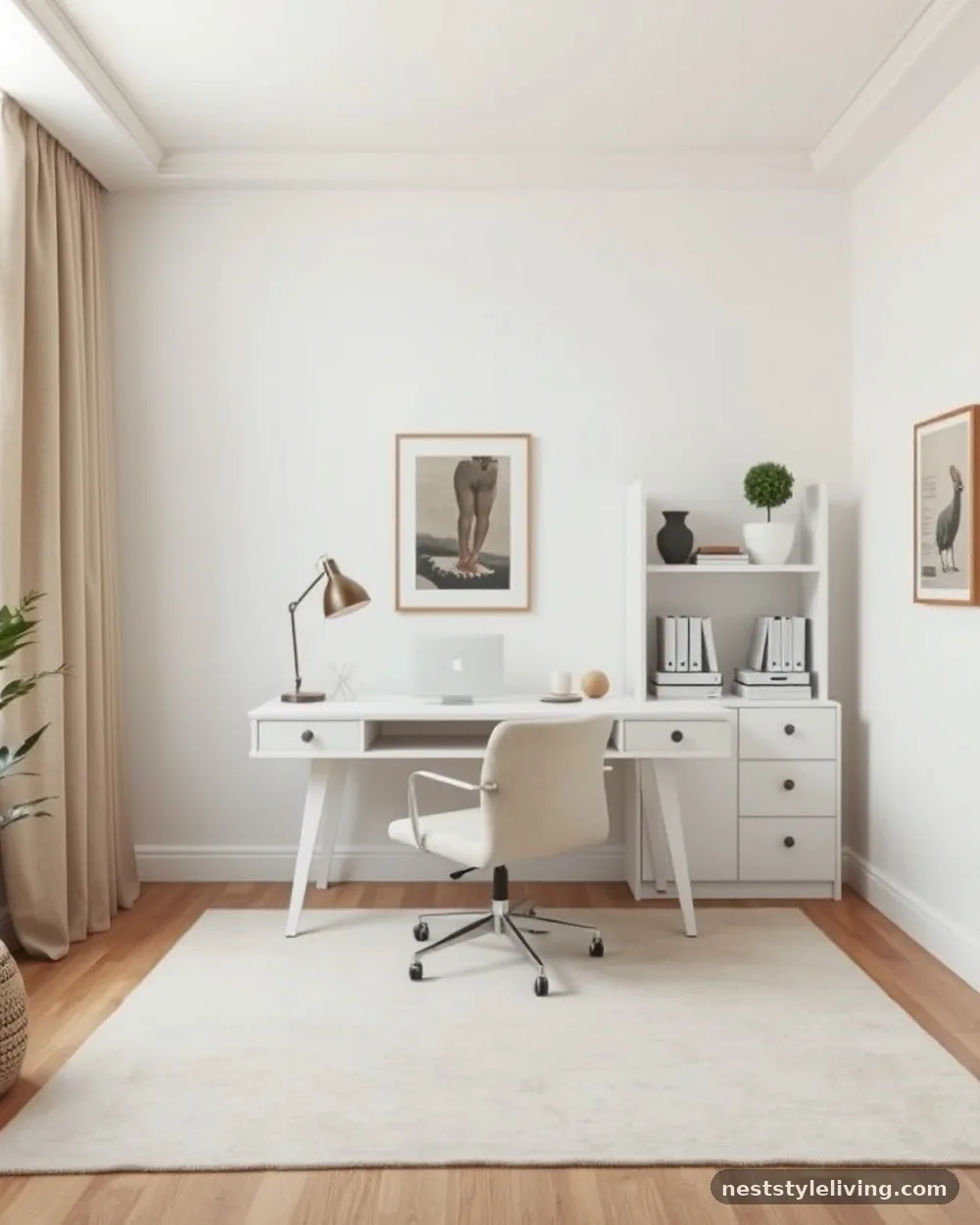 Neutral Tonal Color Palette - 15 Home Office Design Ideas That Boost Focus and Style
