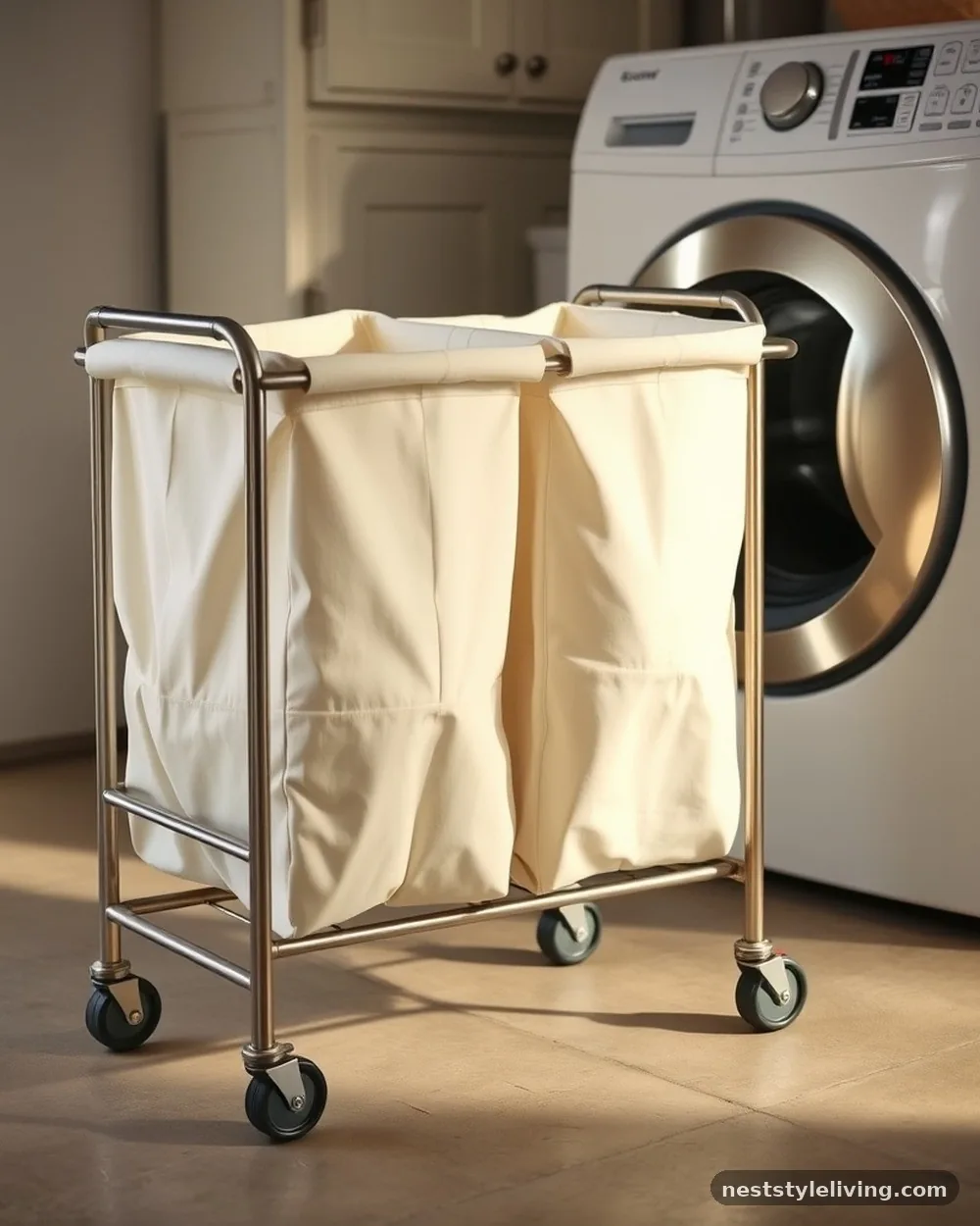 Rolling Laundry Sorter Carts - 20 Basement Laundry Room Ideas for a Better Setup
