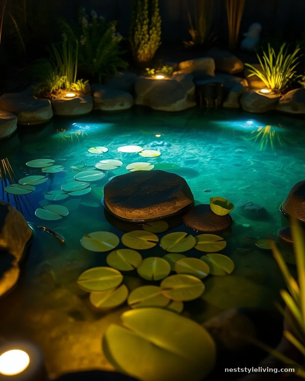 Submerged LED Lighting - 22 Pond Landscaping Ideas for a Serene Outdoor Space