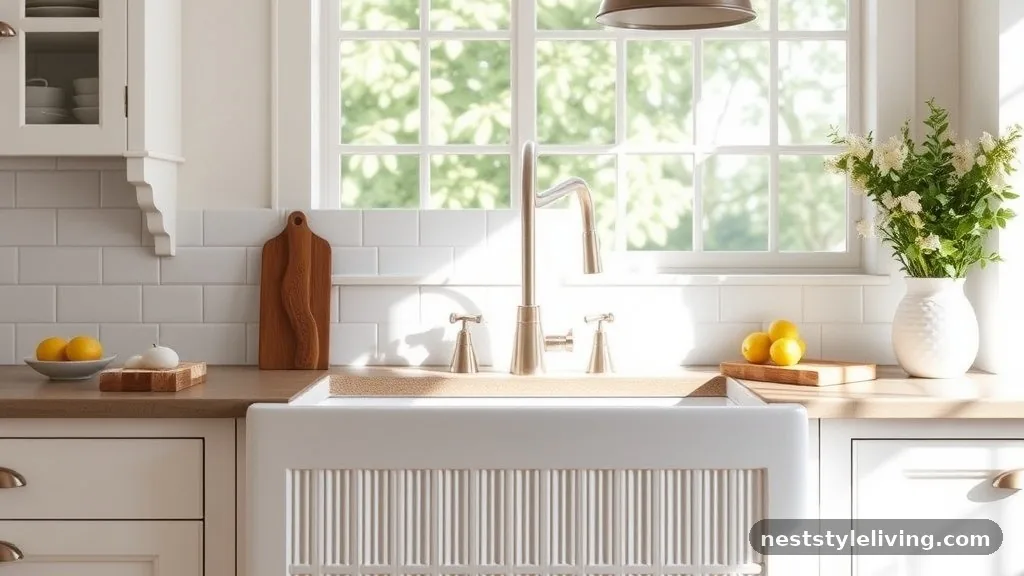 Apron-Front with Decorative Fluting - 18 Farmhouse Sinks That Make Kitchens Feel Timeless
