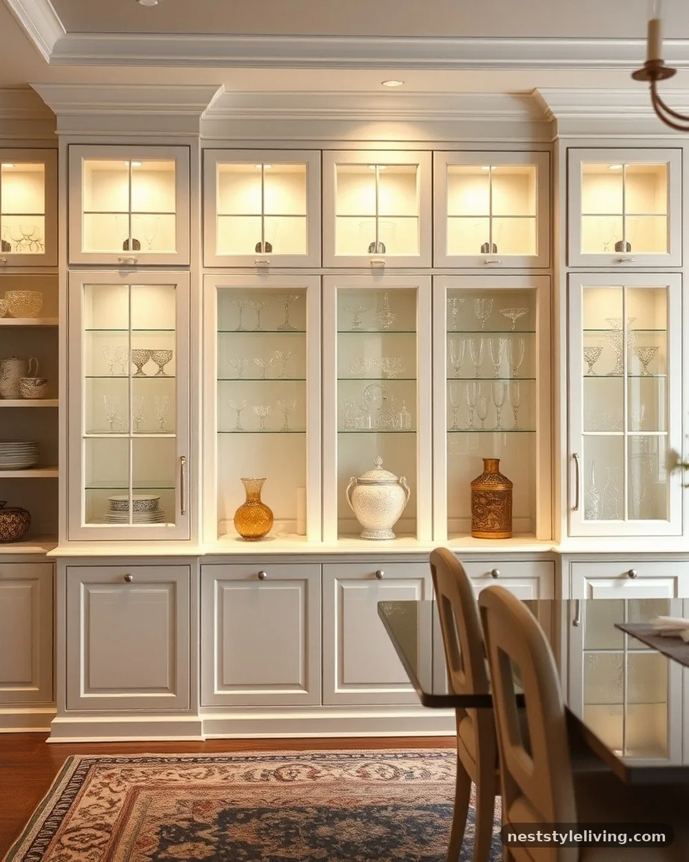 Built-in Floor-to-Ceiling China Cabinetry - 12 Elegant Dining Room Ideas That Feel Warm and Timeless