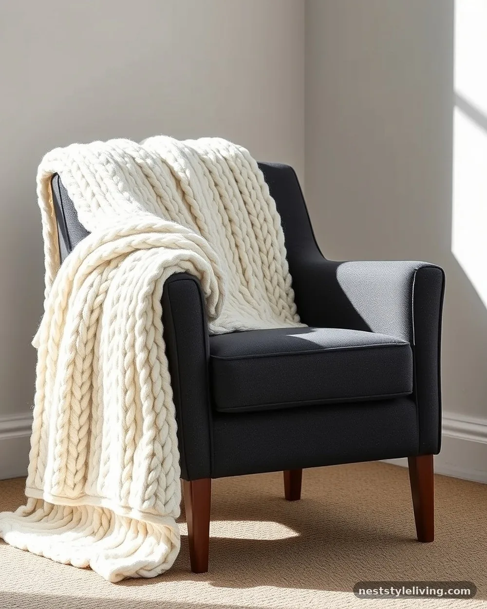 Chunky Knit Throw Blanket - 19 Reading Nook Ideas You’ll Want to Use Every Day