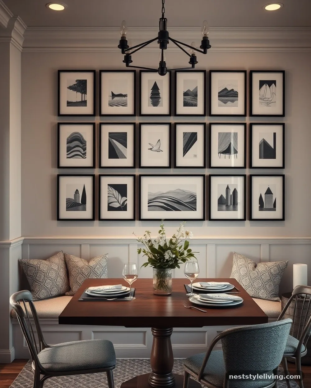 Gallery Wall Backdrop - 15 Dining Nook Ideas for a Cozy and Stylish Home