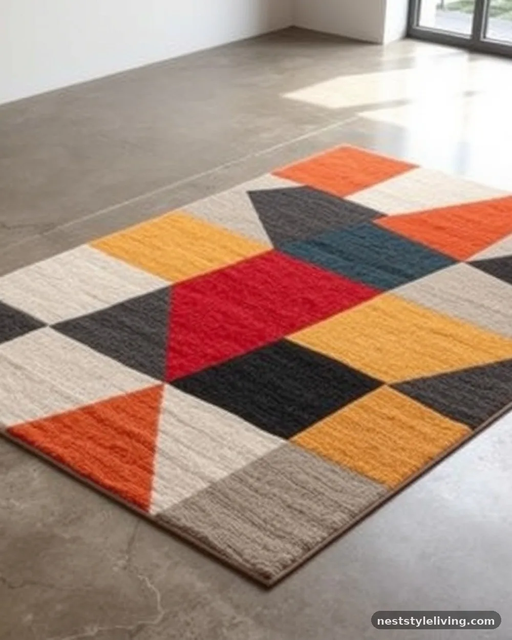 Geometric Patterned Area Rugs - 18 Mid Century Modern Living Room Ideas to Love Today