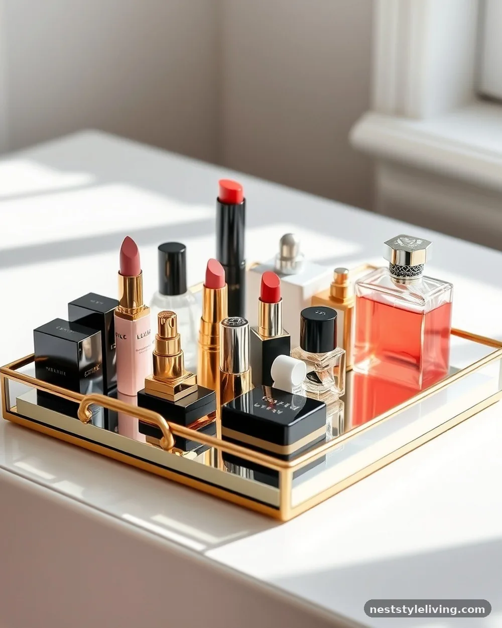 Gold-Rimmed Vanity Trays - 19 Glam Room Ideas for a Stylish Luxe Feel