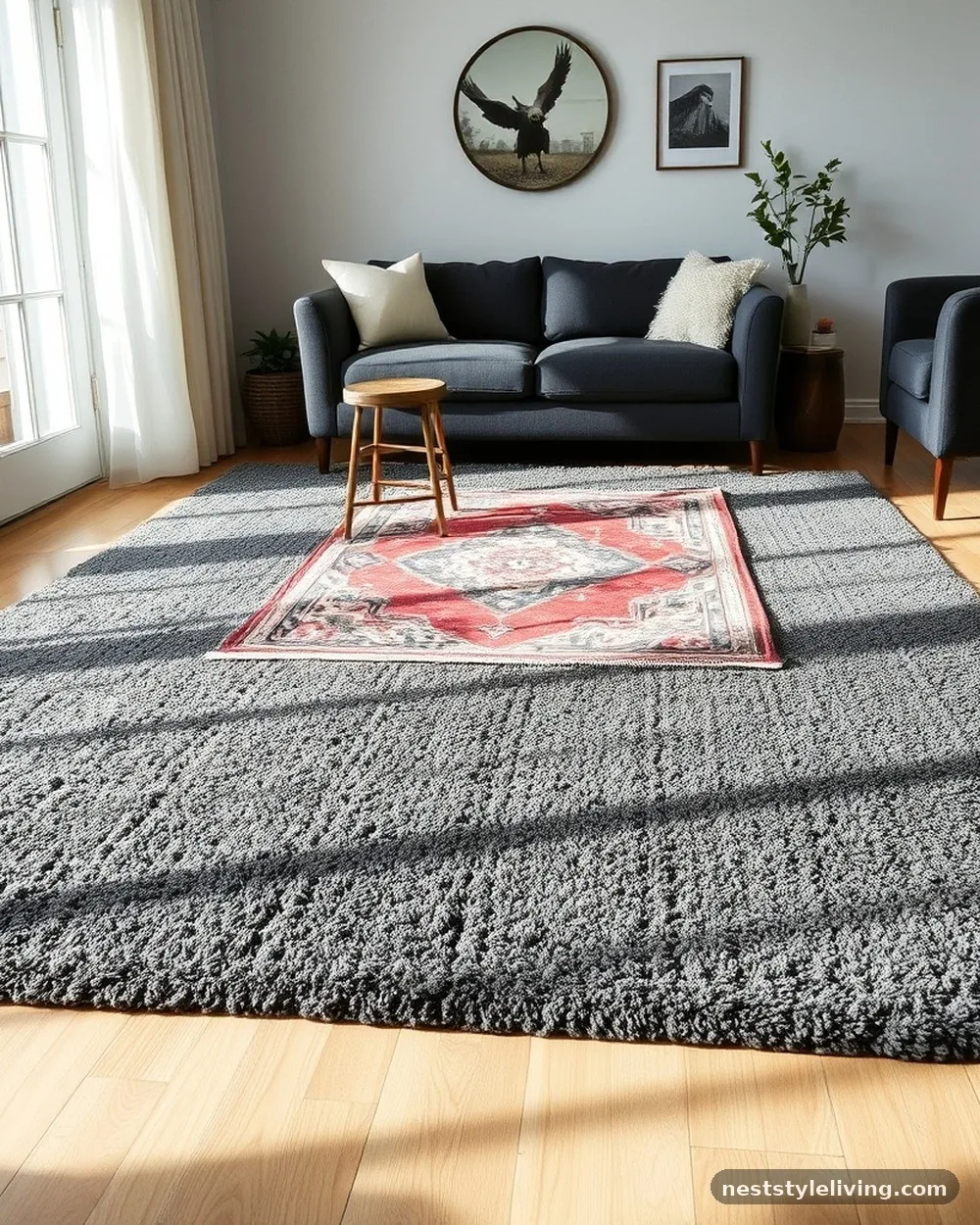 Layered Wool Area Rugs - 17 Moody Living Room Ideas for a Warm Cozy Space