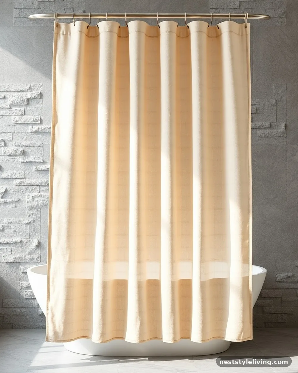 Neutral Linen Shower Curtains - 13 Japandi Bathroom Ideas That Make Relaxing Feel Luxe