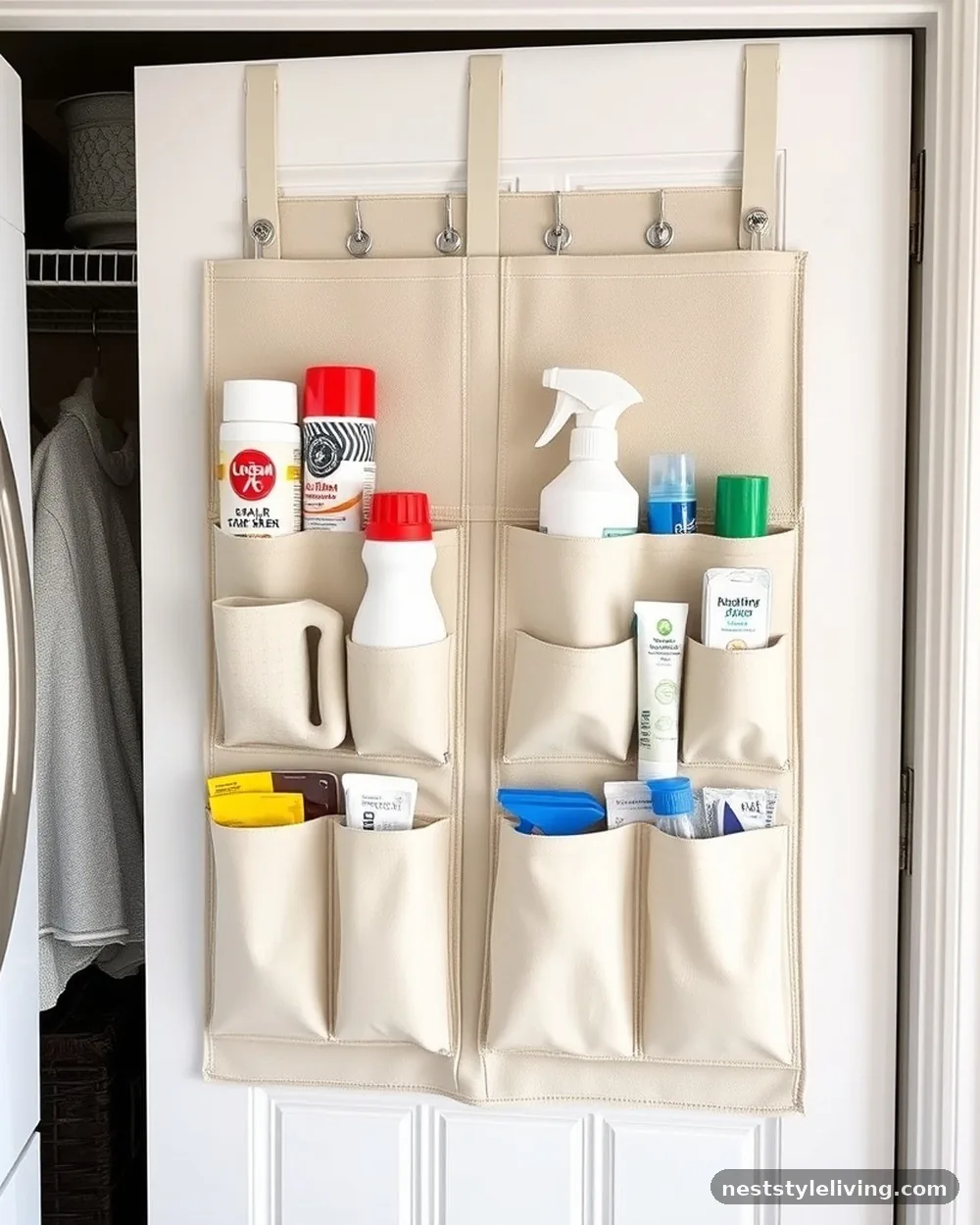 Over-the-Door Pocket Organizers - 16 Laundry Closet Ideas That Make Small Spaces Work