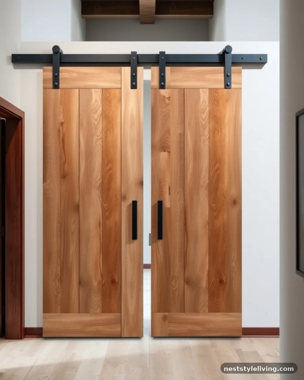 Sliding Barn Doors with Exposed Hardware - 16 Industrial Farmhouse Ideas for a Bold Rustic Look