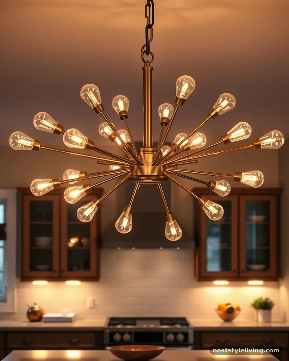 Sputnik-Style Pendant Lighting - 20 Mid Century Modern Kitchen Ideas That Feel Timeless
