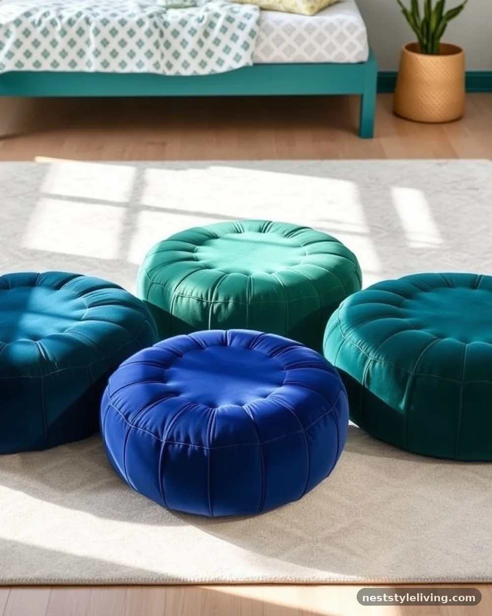 Velvet Floor Poufs - 18 Whimsical Kids Bedroom Ideas Full of Magic and Fun