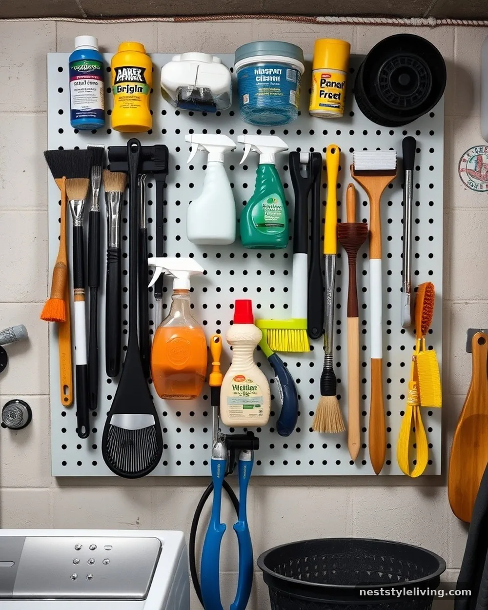 Vertical Pegboard Tool Wall - 20 Basement Laundry Room Ideas for a Better Setup