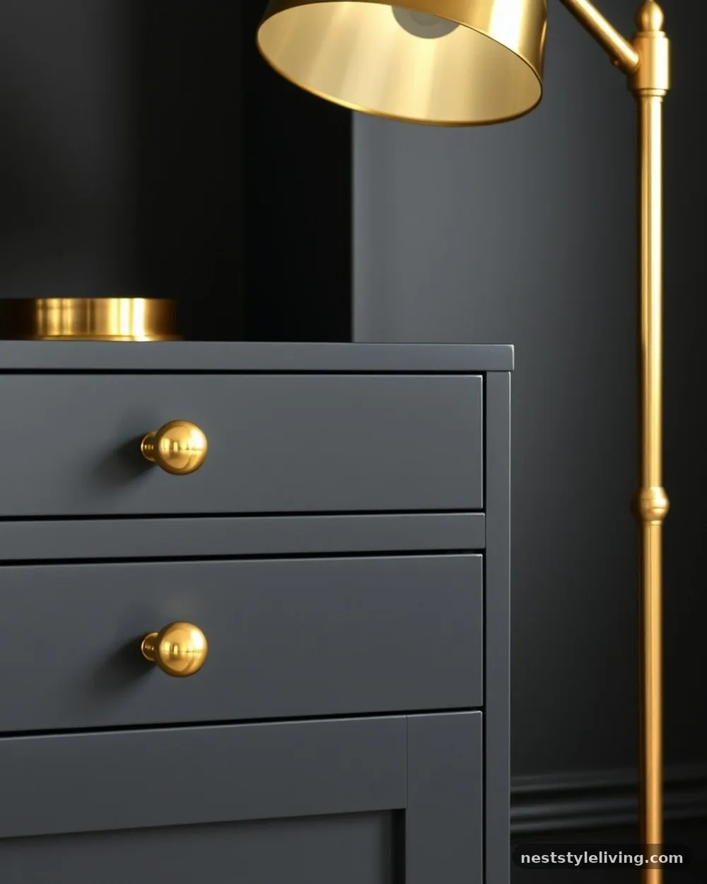 Brass Accents and Hardware - 17 Moody Living Room Ideas for a Warm Cozy Space