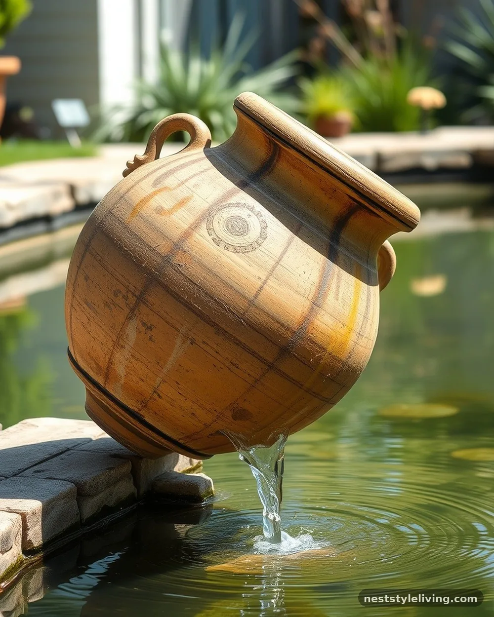 Decorative Ceramic Urns - 22 Pond Landscaping Ideas for a Serene Outdoor Space