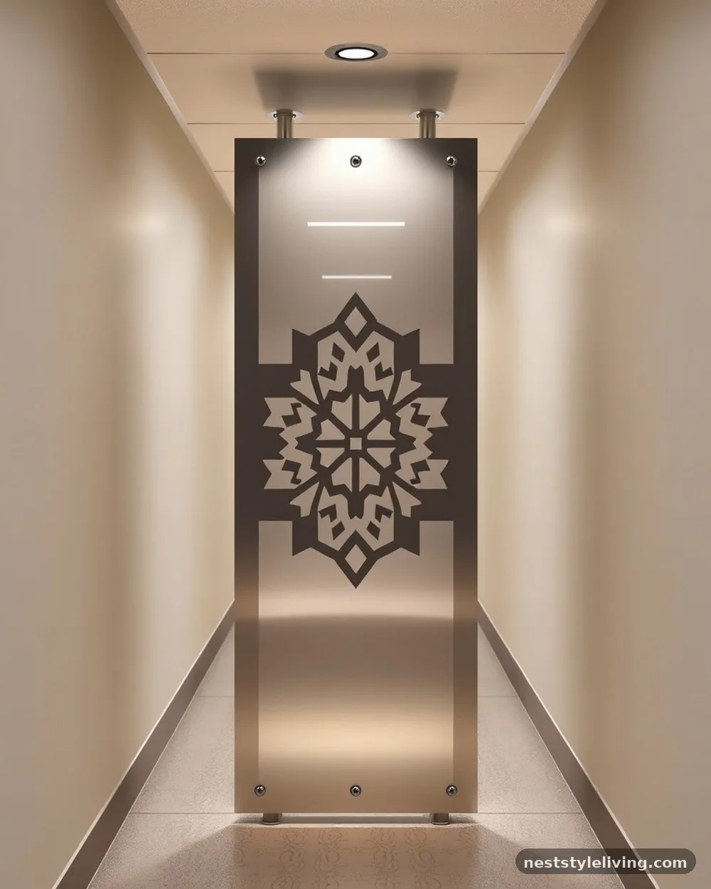Geometric Laser-Cut Metal Panel - 22 Entryway Divider Ideas for a Stylish Modern Home
