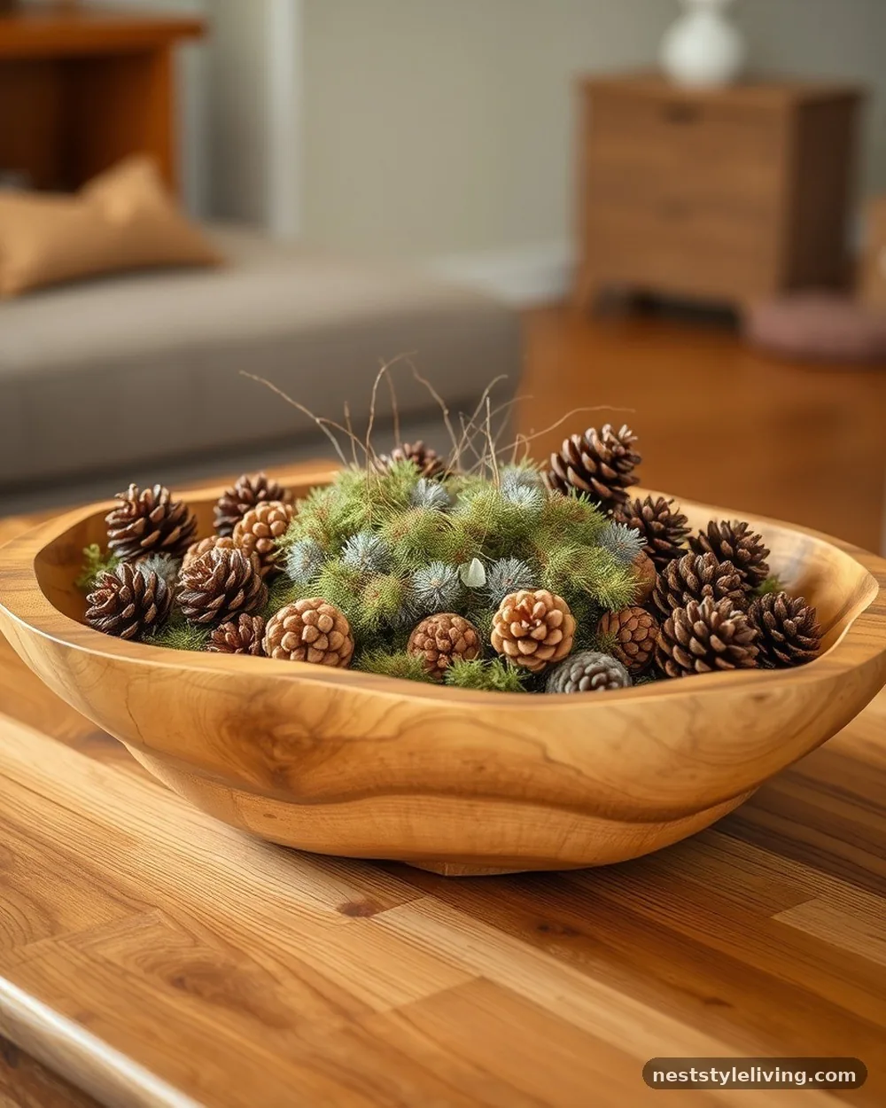 Hand-Hewn Wooden Dough Bowls - 17 Primitive Living Room Ideas With Warm Rustic Charm