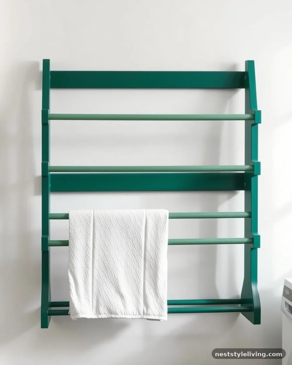 Hunter Green Built-in Drying Rack - 15 Green Laundry Room Ideas for a Fresh Stylish Home