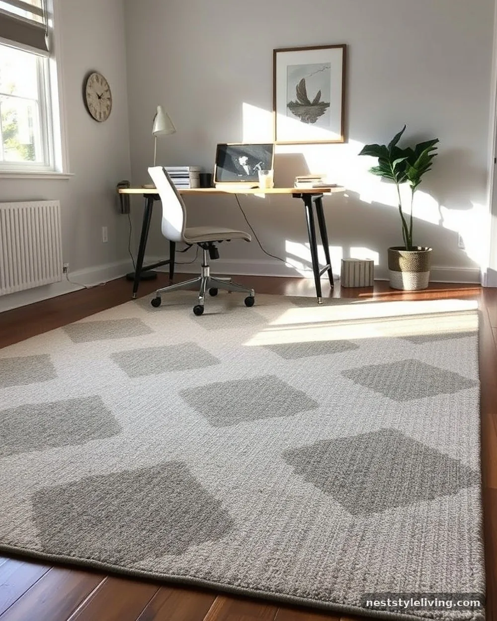 Large-Scale Geometric Area Rug - 15 Home Office Design Ideas That Boost Focus and Style
