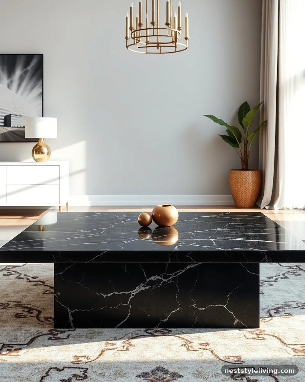 Marble or Stone Coffee Tables - 20 Luxury Living Room Ideas That Look Designer Approved