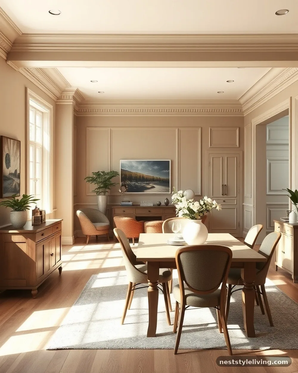 Monochromatic Color Palette - 16 Open Plan Dining Area Ideas for a Stylish Home