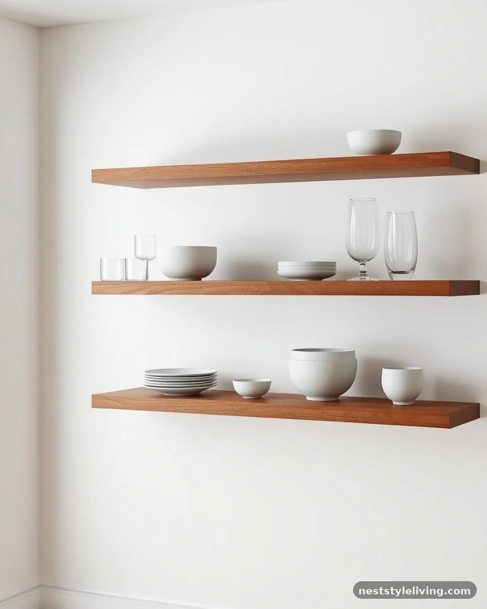 Open Floating Shelves - 20 Japandi Kitchen Ideas for a Calm, Modern Kitchen