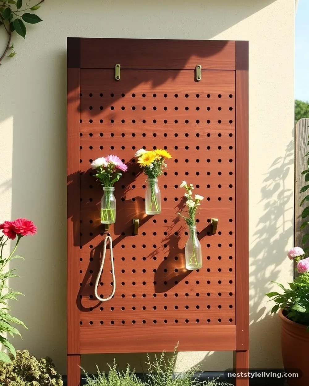 Pegboard Wall Arrangement - 20 Flower Bar Ideas for a Charming Garden Setup Today