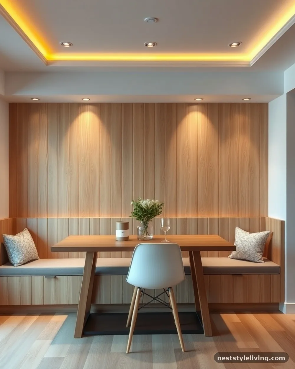 Slat Wood Wall Panelling - 15 Dining Nook Ideas for a Cozy and Stylish Home