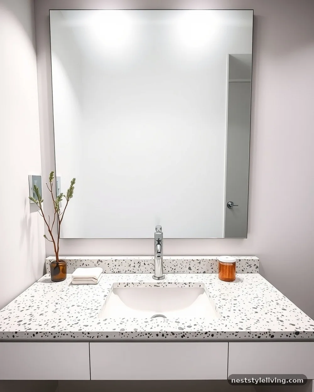 Terrazzo Countertops - 14 Mid Century Modern Bathroom Ideas With Retro Charm