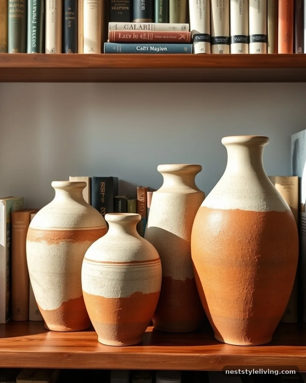Texture-Heavy Ceramics - 22 Bookshelf Styling Ideas That Look Designer-Curated