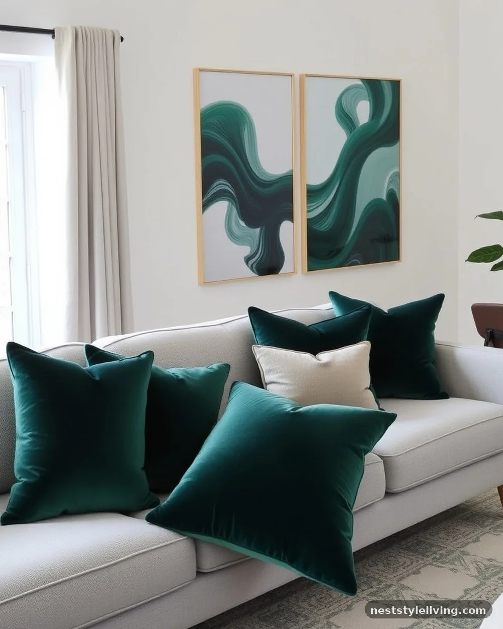 Velvet Accent Pillows - 15 Mid Century Modern Apartment Ideas With Character