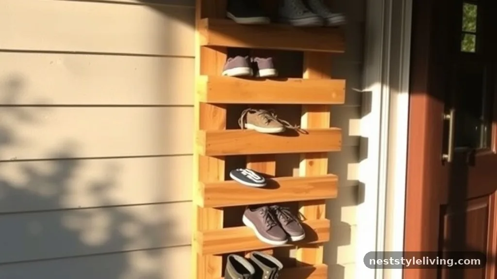Vertical Shoe Rack for Mudrooms - 17 Outdoor Pallet Projects for a More Stylish Backyard
