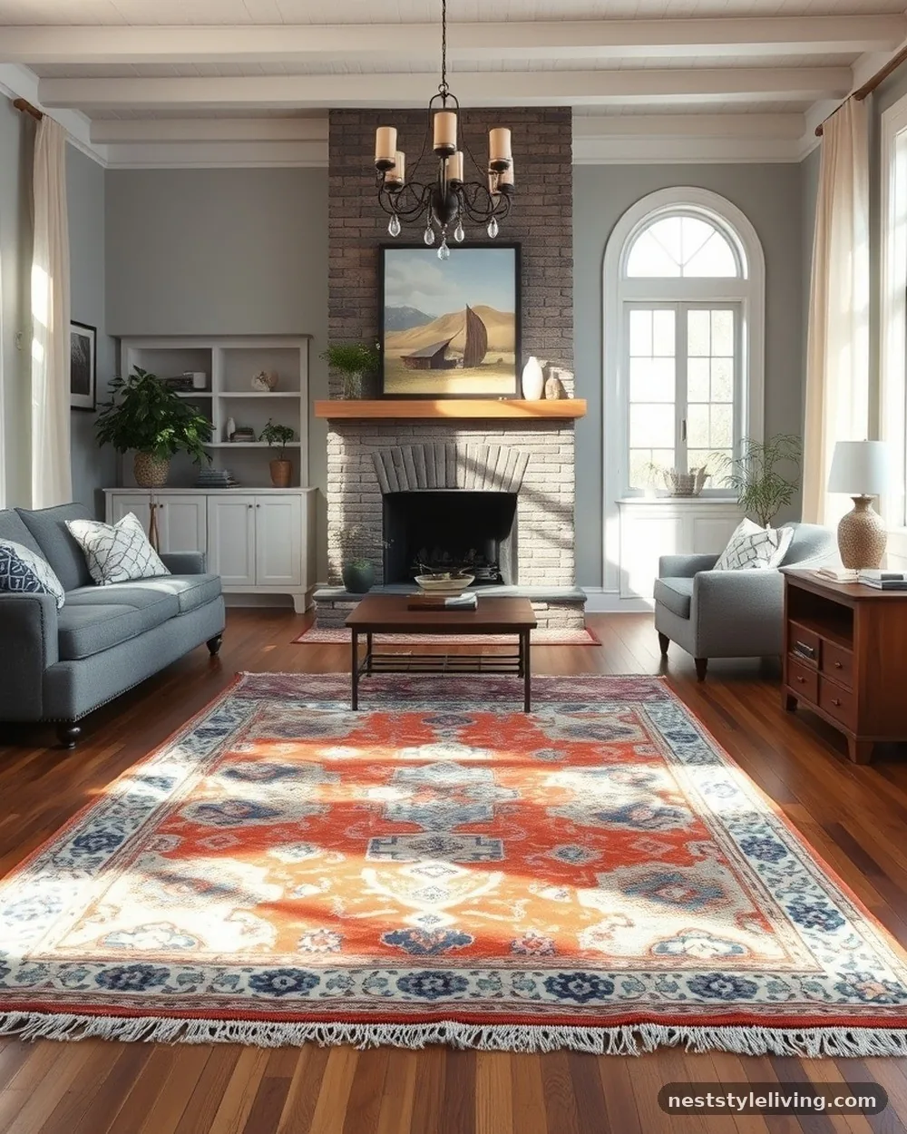 Vintage-Inspired Persian Rugs - 17 Modern Farmhouse Living Room Ideas to Copy Now