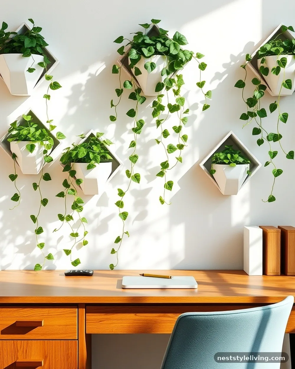 Wall-Mounted Planters in Home Offices - 12 Rooms With Plants Ideas for a Fresh Natural Look
