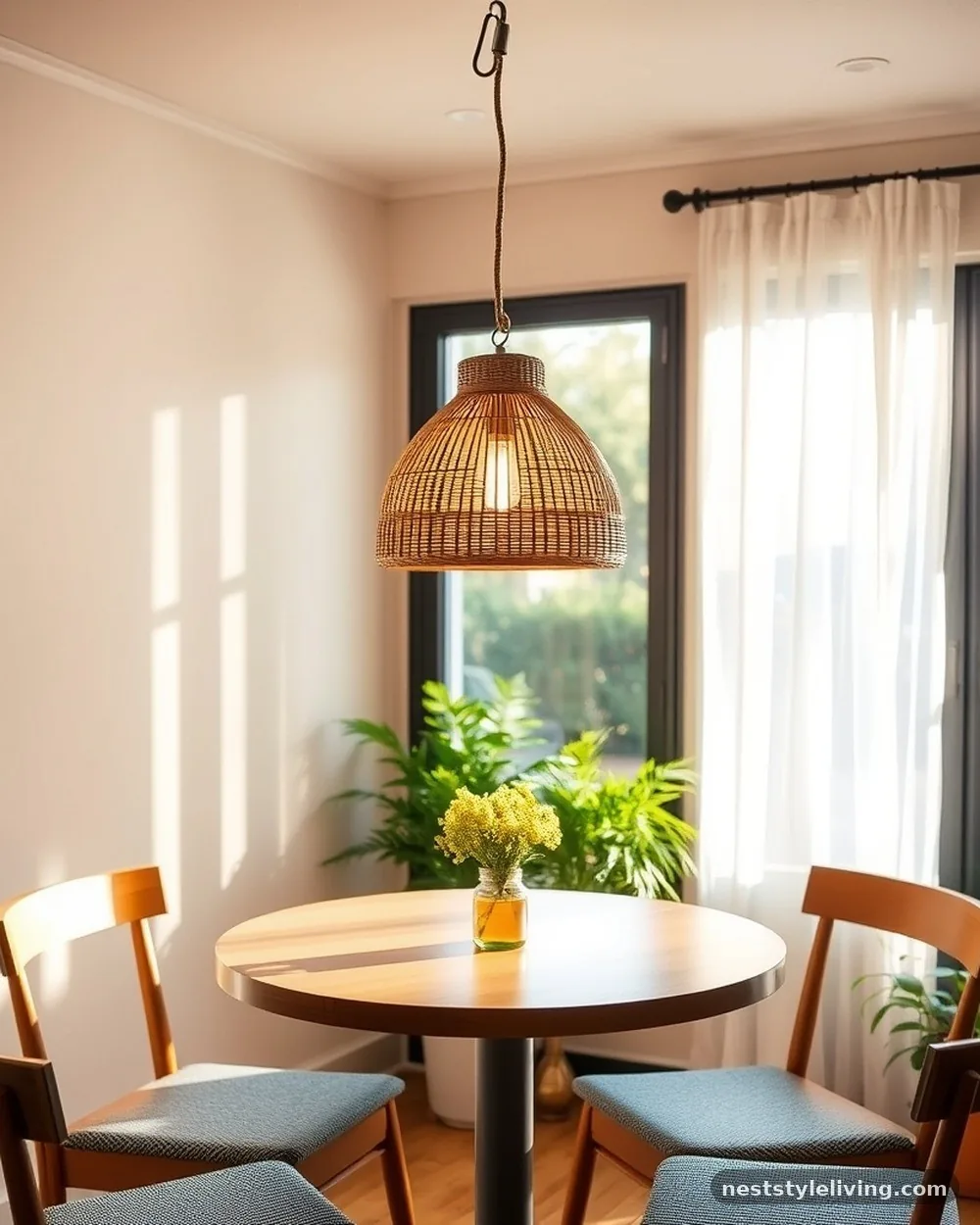 Adjustable Corded Pendant Lighting - 16 Small Dining Room Ideas That Feel Open and Stylish