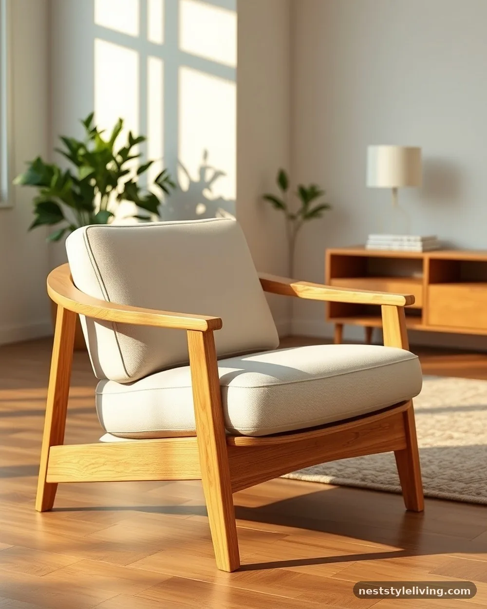 Curved Wooden Accent Chairs - 14 Japandi Living Room Ideas for a Calm, Modern Look