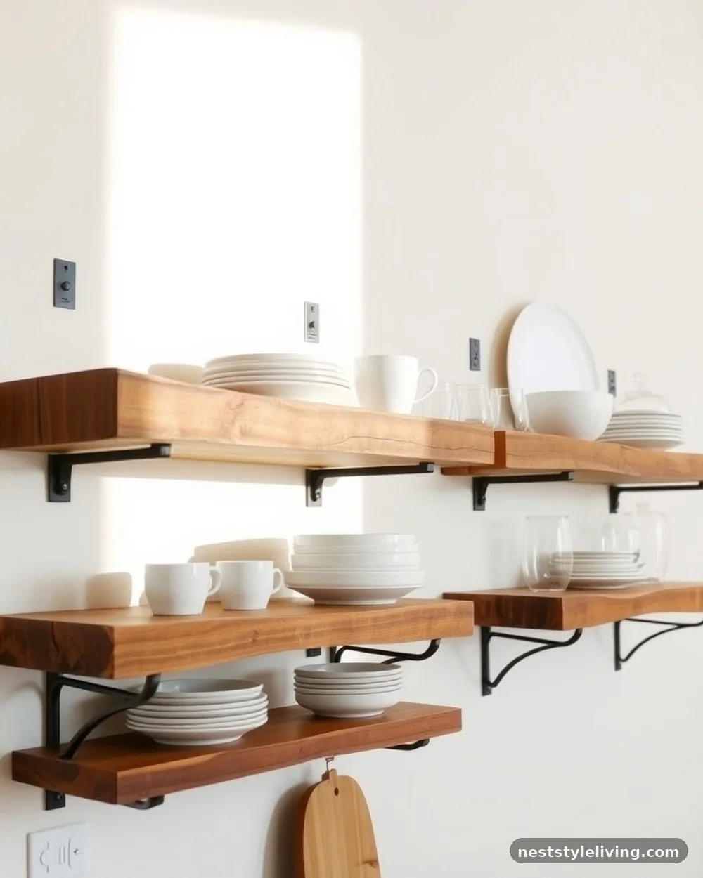 Floating Shelves with Open Storage - 19 Modern Farmhouse Dining Room Ideas That Feel Cozy