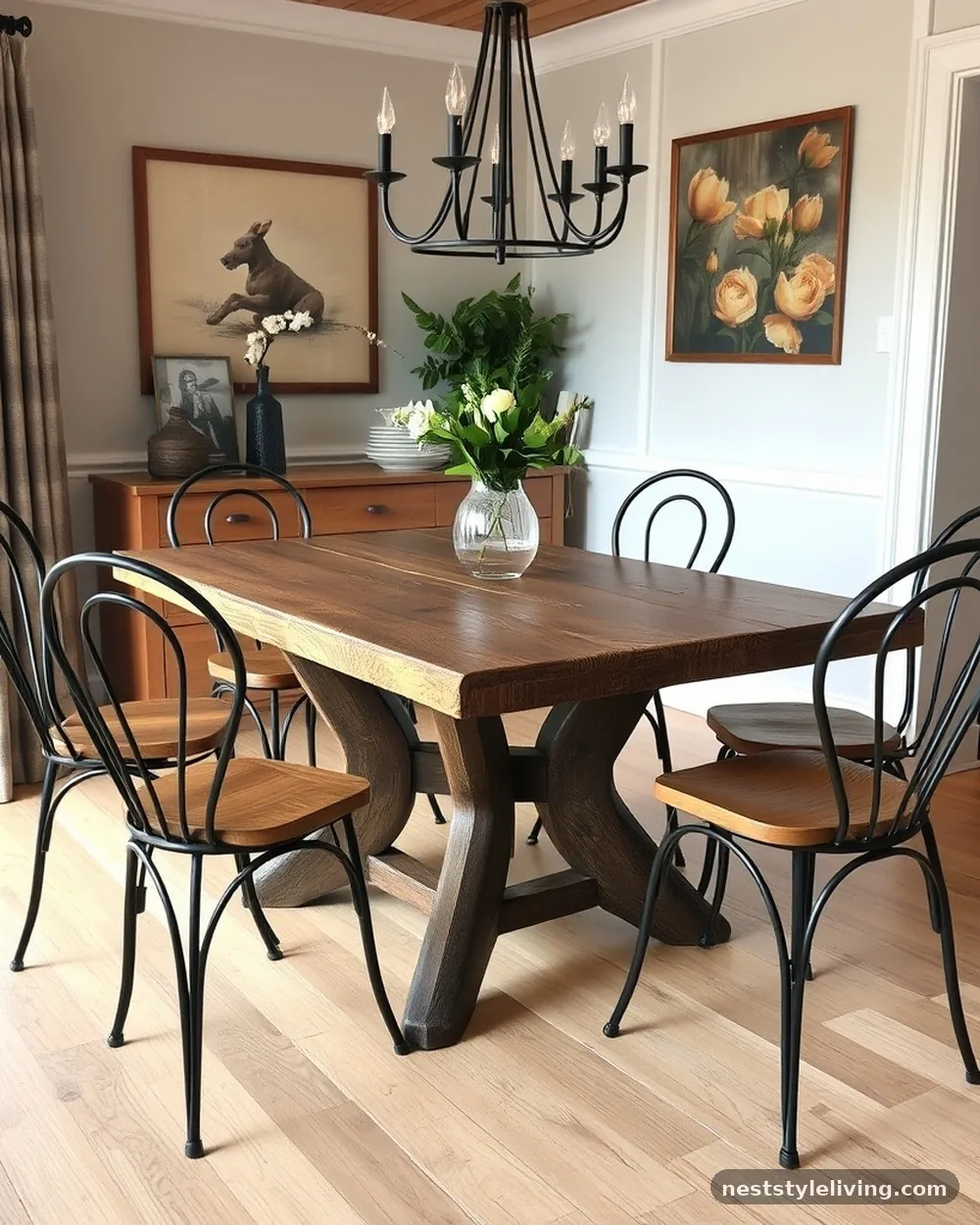 Metal and Wood Dining Chairs - 16 Industrial Farmhouse Ideas for a Bold Rustic Look