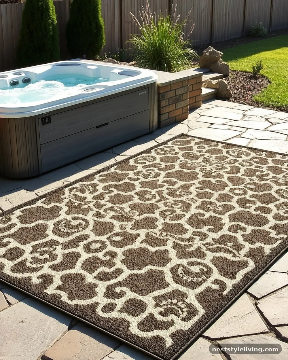 Outdoor All-Weather Rug - 21 Outdoor Jacuzzi Ideas for a Calm, Cozy Backyard