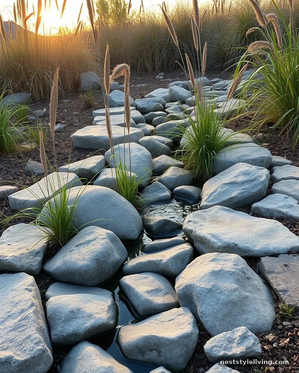Rain Garden Filtration Zones - 16 River Rock Landscaping Ideas for a Polished Yard