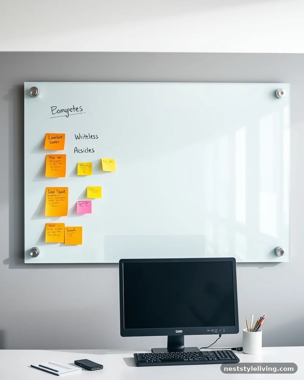 Smart Glass Whiteboard Surface - 15 Home Office Design Ideas That Boost Focus and Style