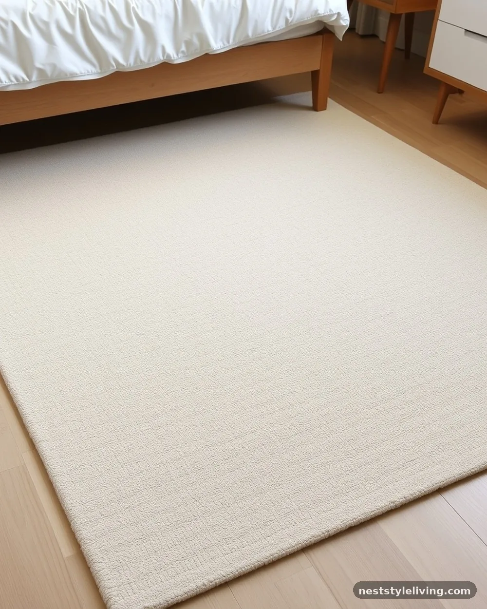 Soft Wool Area Rugs - 21 Japandi Bedroom Ideas for a Calm, Modern Retreat