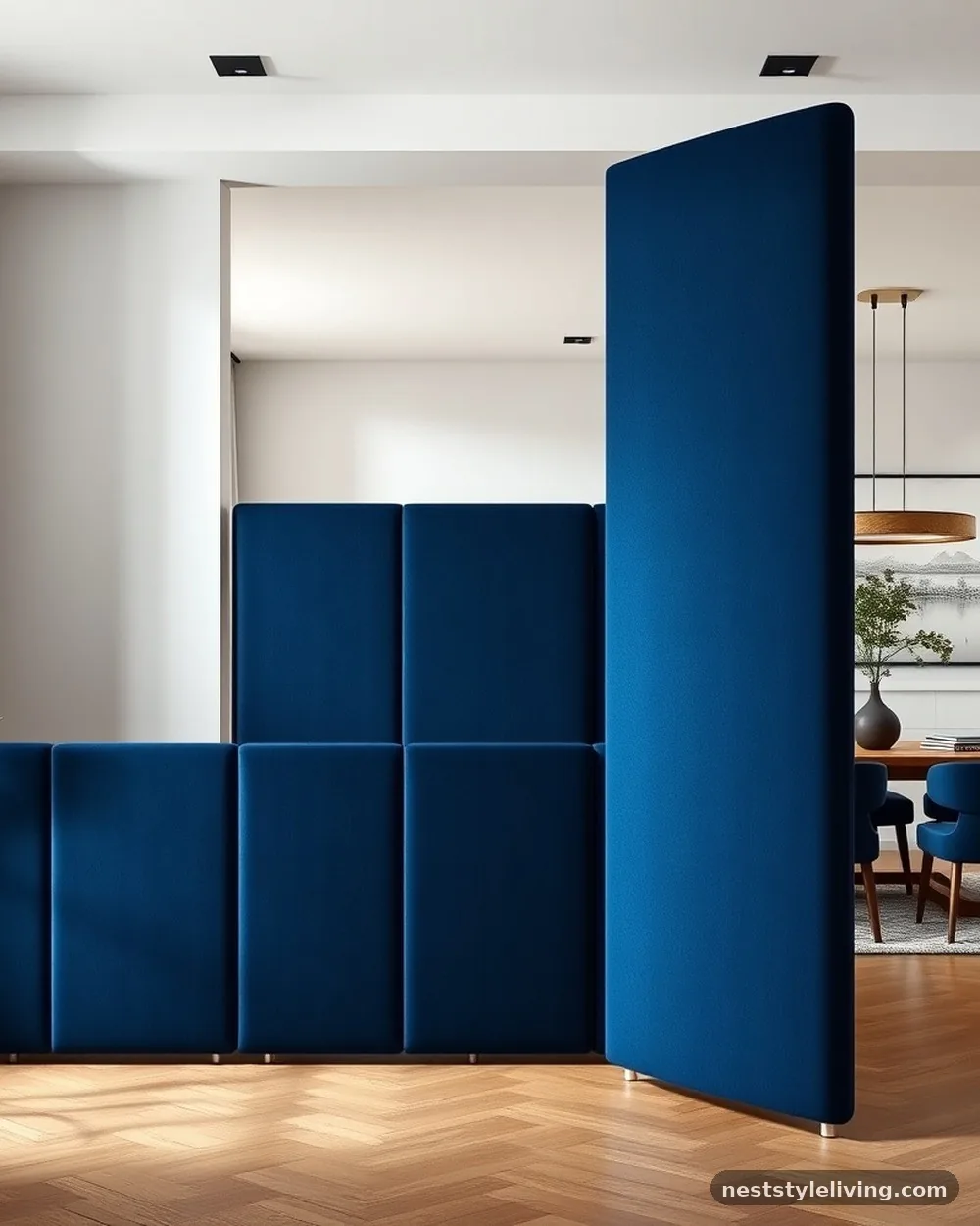 Velvet-Upholstered Acoustic Partition - 22 Entryway Divider Ideas for a Stylish Modern Home
