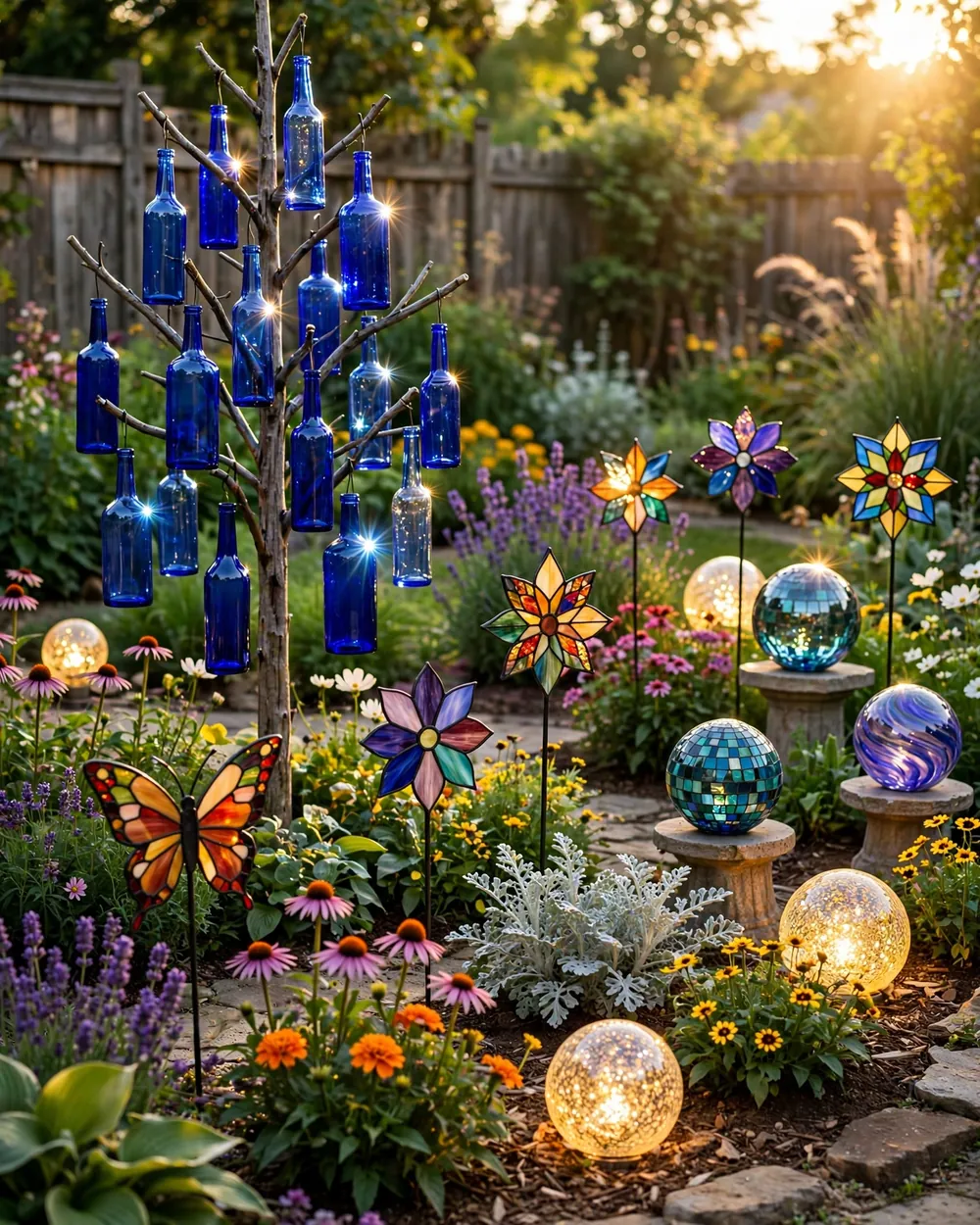 22 Glass Yard Art Ideas to Upgrade Your Landscape Style
