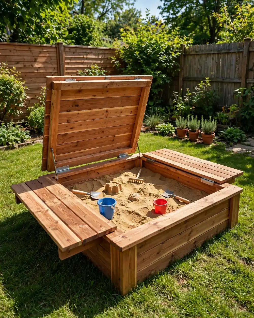 Covered Sandbox - 18 Kids Outdoor Play Area Ideas for Fun at Home