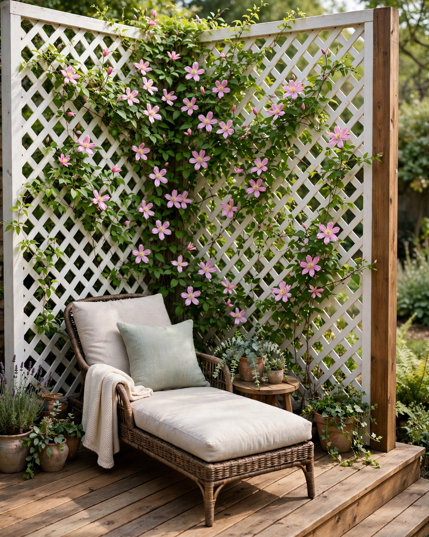 Lattice Panels with Climbing Vines - 12 Deck Privacy Ideas for a More Comfortable Backyard