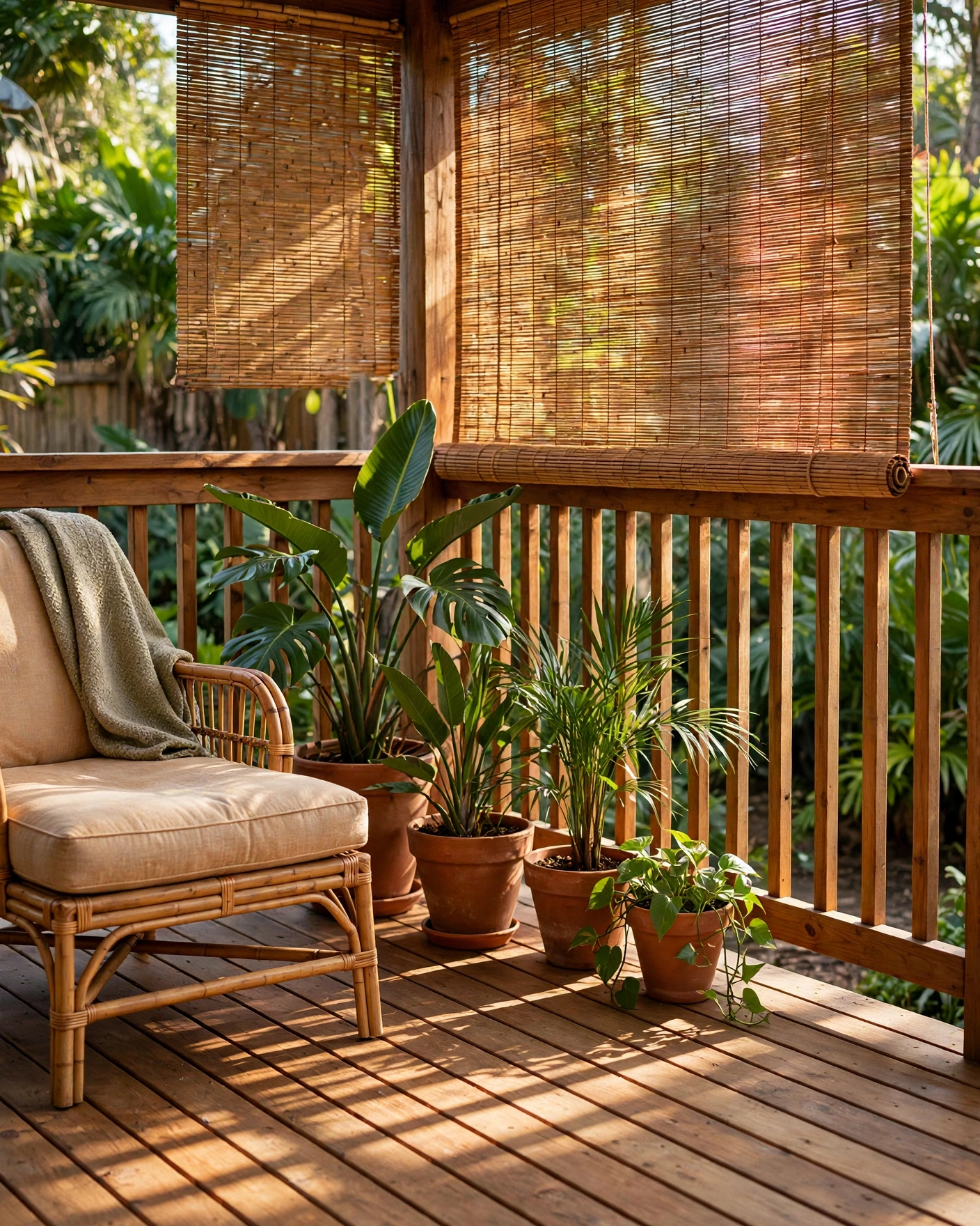 Bamboo Roll Screen for Instant Privacy - 12 Deck Privacy Ideas for a More Comfortable Backyard