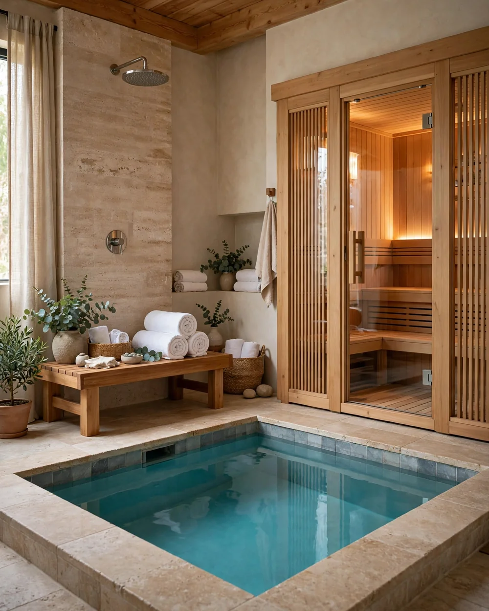 Spa-Style Pool with Sauna - 17 Indoor Pool Ideas for a Stylish Retreat at Home